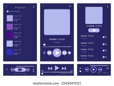 Mockup template for music player and playlist display for the mobile application. Music playlist Template with two color combination and white background.