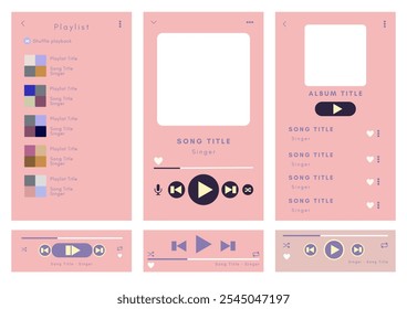 Mockup template for music player and playlist display for the mobile application. Music playlist Template with two color combination and white background.