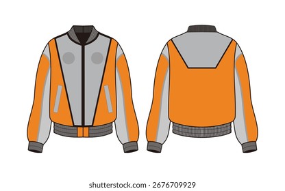 Chaqueta retro naranja de Plantilla de maqueta. Muy adecuado para su uso en diseños de chaquetas de convección y necesidades de ropa