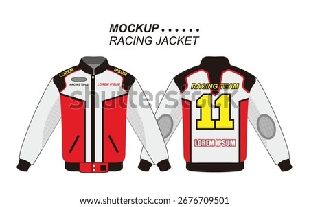 mockup template red and white racing jacket. very suitable for use in convection jacket designs and clothing needs