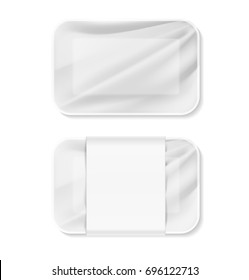 Mockup template tray container. Vector illustration on white background. Ready for your design.