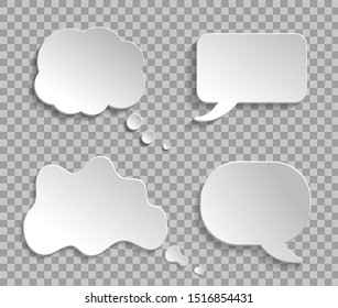 Mockup think ballon, talk bubble on transparent background. 3d thought cloud message for text, infographic. Chat speech bubble of conversation. White abstract ballon of think for text. vector eps10