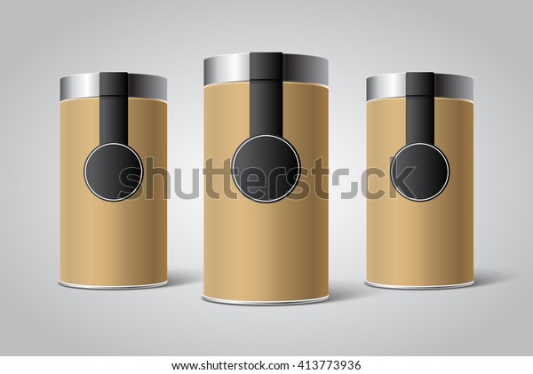 Download Mockup Three Kraft Cardboard Blank Tincan Stock Vector (Royalty Free) 413773936