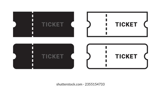 Boletos de burla. Entradas de entrada planas y lineales. Cupones o boletos. Gráficos escalables para vectores