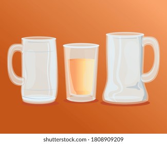 mockup, gafas transparentes vacías en el diseño de ilustraciones vectoriales de fondo naranja