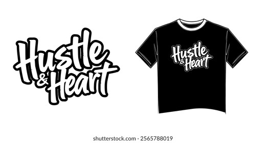 mockup tshirt with design hustle and heart