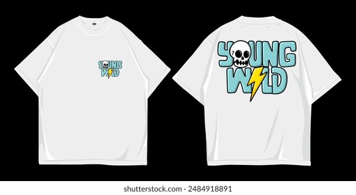 MOCKUP TSHIRT OVERSIZE DESIGN STREET WEAR, FRONT AND BACK WHITE