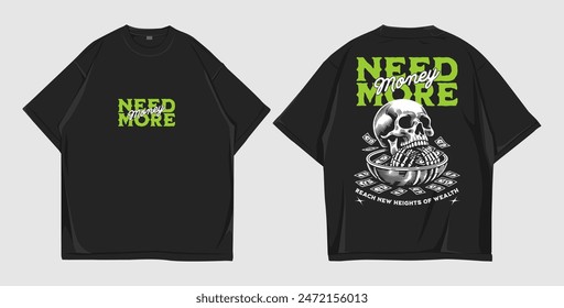 Mockup t-shirt Oversize design streetwear need morev money