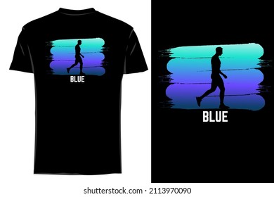 mockup t-shirt silhouette blue retro vintage