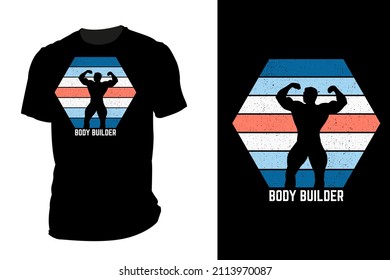 Mockup T-shirt Silhouette Body Builder Retro Vintage