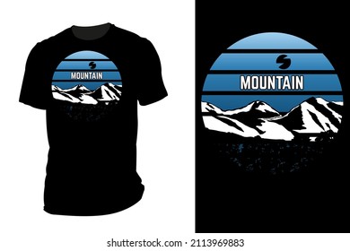 mockup t-shirt silhouette mountain retro vintage