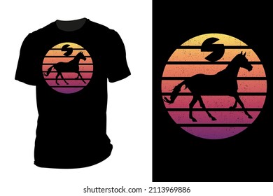 mockup t-shirt silhouette run horse retro vintage