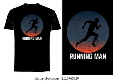 mockup t-shirt silhouette running man retro vintage