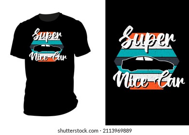 mockup t-shirt silhouette super nice car retro vintage