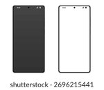 Mockup of Two Android Smartphones, One with White Screen and One with Dark Gray Screen on Isolated Background
