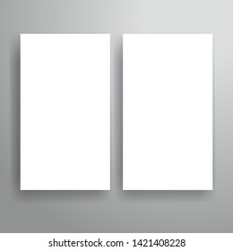 Mock-up of two blank vertical business cards with shadows  for your design