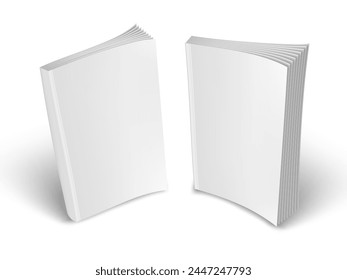 Mockup Of Two Clear Book Or Booklet Cover Isolated On White Background. EPS10 Vector