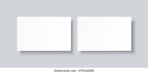 Mockup of two horizontal business cards realistic vector isolated on gray background