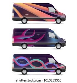 Mockup vector bus. Set of design templates for transport. Branding for advertising, business and corporate identity.