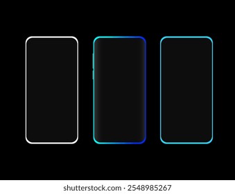 Conjunto de iconos de smartphone de Vector de maqueta (relleno sólido). Plantilla de maqueta de pantalla de Vector para publicidad.	
