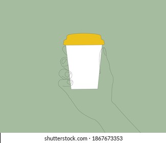 mockup vector style cup coffee yellow green white color