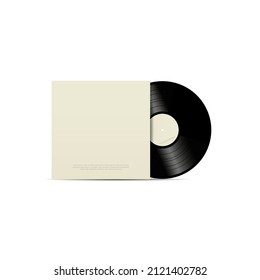 Mockup of vinyl music disc. Music lp retro vinyl disc template. 3d realistic vector illustration isolated on white background.
