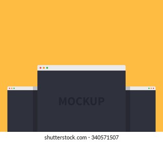 Mockup Web Page Window Design Style. Interface Site,  Webpage Internet, Element Frame, Browser Display, Banner Form Screen, Digital Scale Illustration