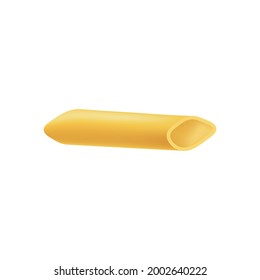 Mockup of wheat pasta or macaroni element in pipe or horn shape, realistic vector illustration isolated on white background. Food product image for packaging design.