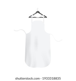 Se burlan del delantal blanco del cocinero cocinero que cuelga de colgadores de ropa, ilustración vectorial realista aislada de fondo blanco. El personal del restaurante y la sala de cocina.