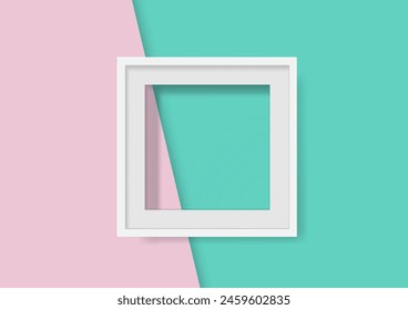 Mockup of a white blank frame. Minimal composition with empty picture frame. Minimalism. Selective focus.