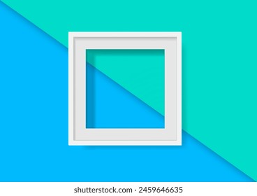 Mockup of a white blank frame. Minimal composition with empty picture frame. Minimalism. Selective focus.