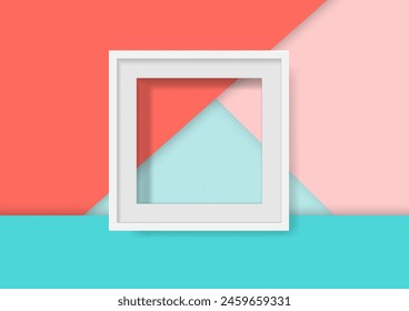 Mockup of a white blank frame. Minimal composition with empty picture frame. Minimalism. Selective focus.