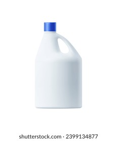 Mockup of white blank realistic plastic bottle for detergent and cleaning products. Isolated 3d vector packaging template for cleaner, household chemicals, liquid soap, stain remover, laundry bleach