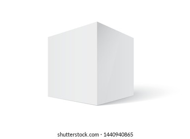 Mockup of White blank square box 3d  realistic healthcare and pharmaceutical packaging design isolated. Vector illustration	
