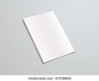 Mockup   White Brochure On A Gray Background. The Design Of The Booklet With A Stapled Clip For Presentation Of Covers. Vector Illustration