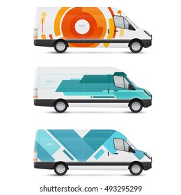 Mockup white bus. Set of design templates for transport. Branding for advertising, business and corporate identity.