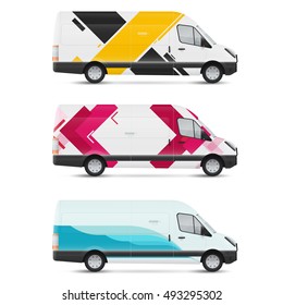 Mockup white bus. Set of design templates for transport. Branding for advertising, business and corporate identity.