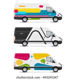 Mockup white bus. Set of design templates for transport. Branding for advertising, business and corporate identity.
