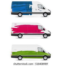 Mockup white bus. Set of design templates for transport. Branding for advertising, business and corporate identity.