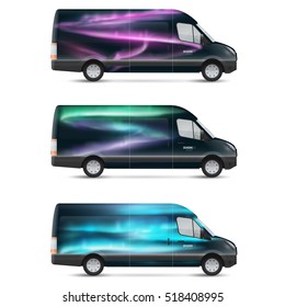 Mockup white bus. Set of design templates for transport. Branding for advertising, business and corporate identity.