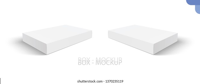 Mockup white cardboard box mock up. Set of cosmetic or medical packaging. Set of  Blank white product packagings boxes isolated.  Vector illustration