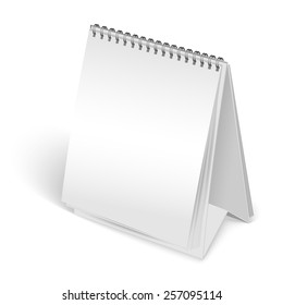 Mock-up white diary desk, calendar, table card on white background