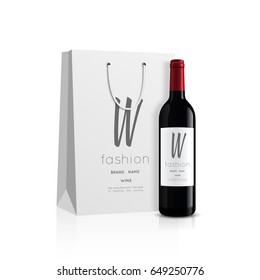 Mockup Wine Bottle. Vector Design.