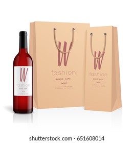 Mockup wine bottle. vector design.