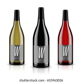 Mockup wine bottle. vector design.