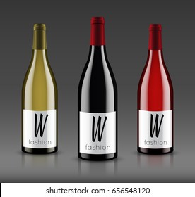 Mockup wine bottle. vector design.