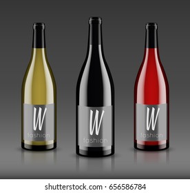 Mockup wine bottle. vector design.