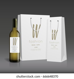 Mockup wine bottle. vector design.