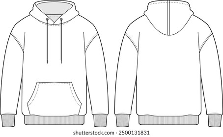 mockup zip up hoodie line art