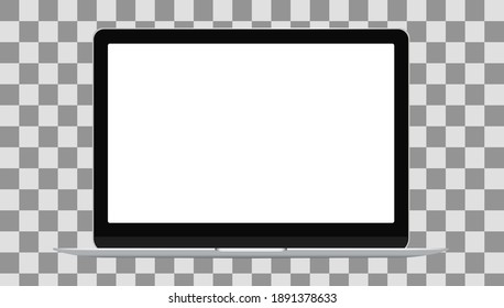 Mockup.Modern Laptop Mockup Front View, Isolated On Transparent Background.Vector.